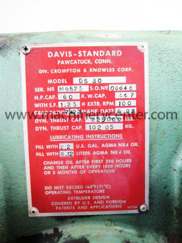 1992 DAVIS STANDARD DS 30 Extruders - 3" To 3-1/2" | Machinery Center